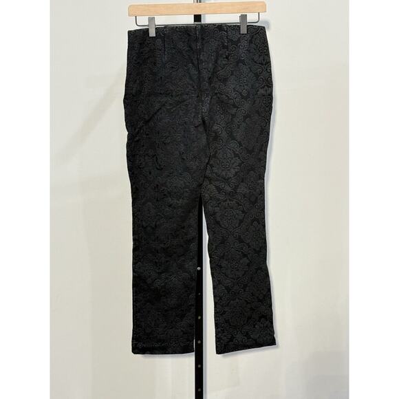 Chico's Women's Black Damask Mid Rise Pull On Straight Leg Pants Career Size 00R - Picture 2 of 3